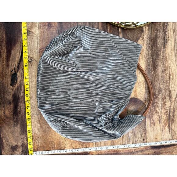 Anthropologie Women's Gray Corded Velvet Slouchy Tote Bag - Picture 6 of 9